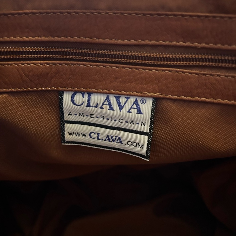 Tan Leather Drawstring Backpack With Front Zip Po… - image 3